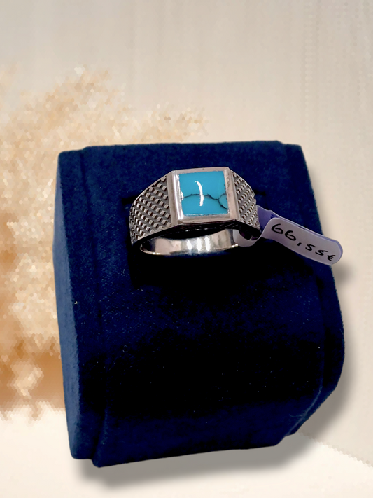 Turquoise signet ring in sterling silver